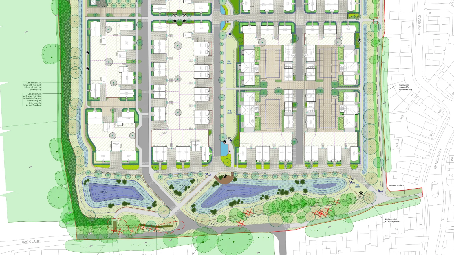 Extract of the Landscape General Arrangement Plan prepared by Nicholas Pearson Associates Ltd.