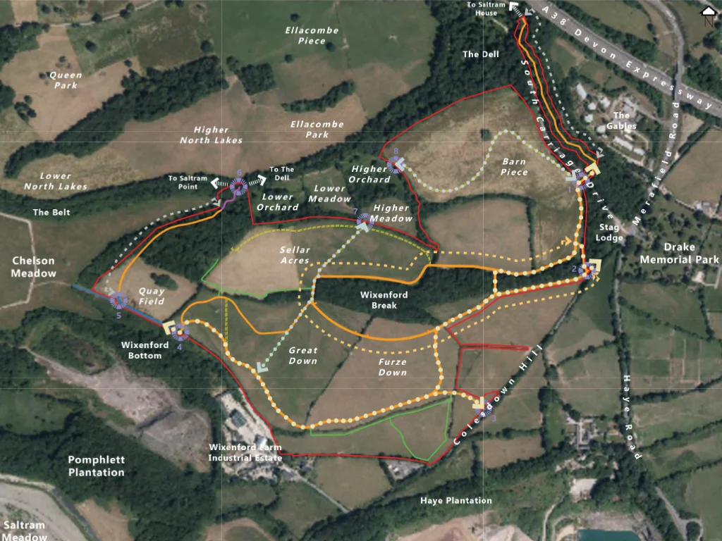 saltram east country park trail network plan Plan showing the proposed accessible trail network for Saltram East Country Park